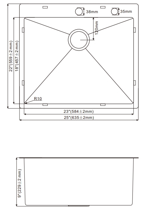 HT2522S Topmount Single Bowl Stainless Steel Sink For Kitchen