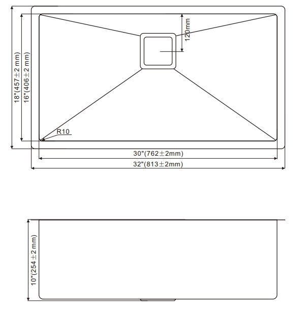 HU3218S Undermount Single Bowl Stainless Steel Sink For Kitchen