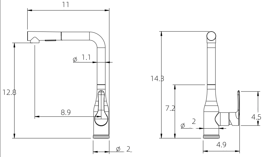 SK-2068X Pull Down Stainless Steel Kitchen Faucet