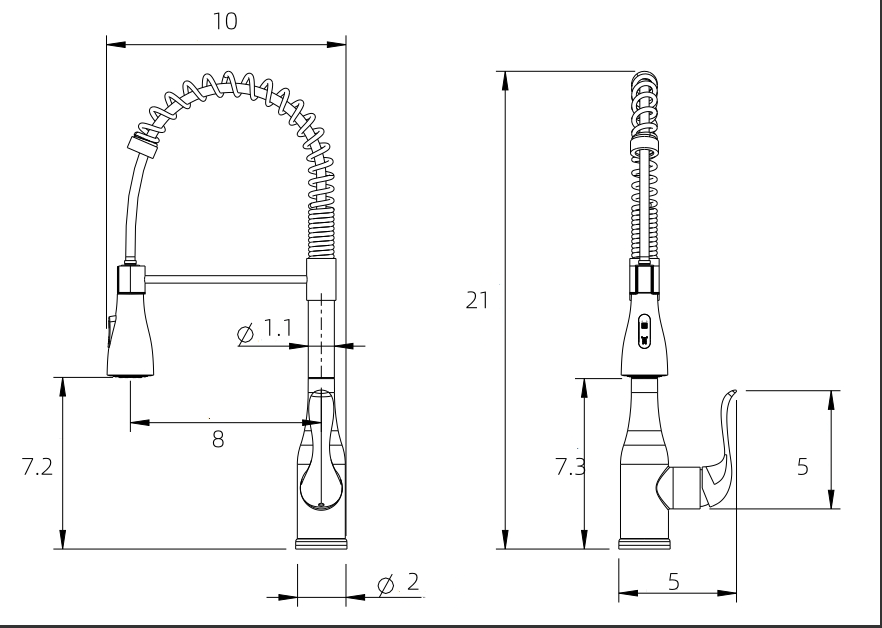 SK-2069CM Pull Down Stainless Steel Kitchen Faucet