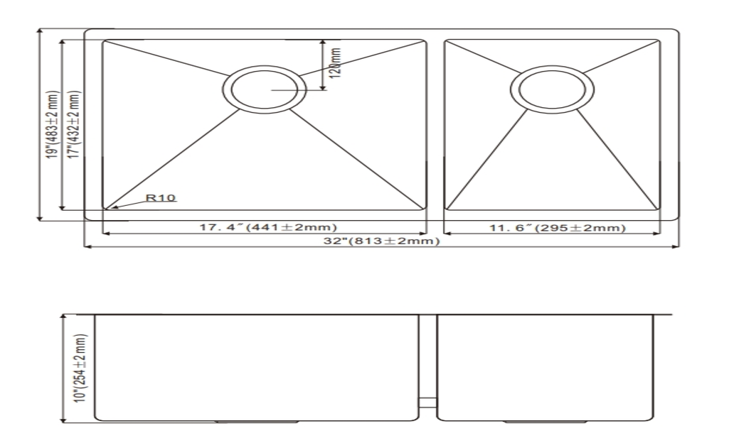 HU3219O(Black) Undermount Double Bowl Stainless Steel Sink For Kitchen