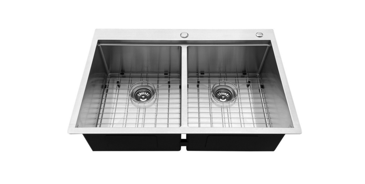 3322D Topmount Double Bowl Stainless Steel Workstation Sink For Kitchen