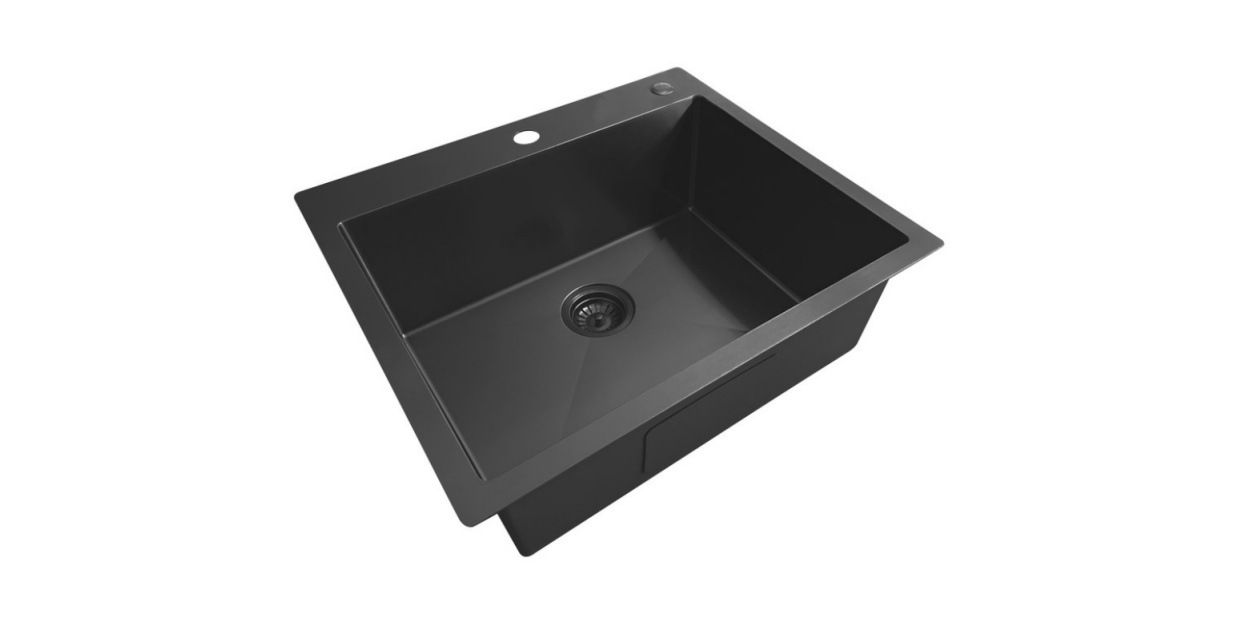 HT2522S(Black) Topmount Single Bowl Stainless Steel Sink For Kitchen