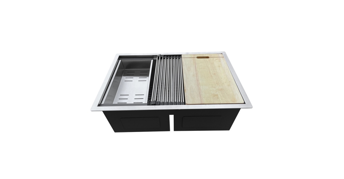 2819D Undermount Double Bowl Stainless Steel Workstation Sink For Kitchen