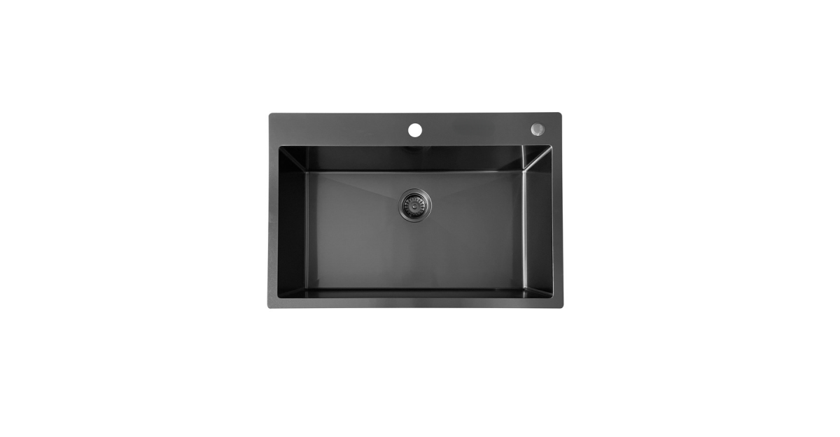 HT3322S(Black) Topmount Single Bowl Stainless Steel Sink For Kitchen