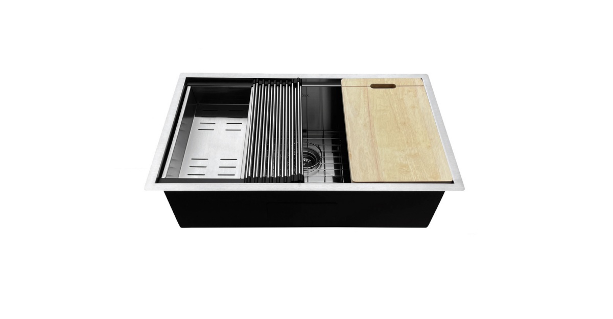 3219S Undermount Single Bowl Stainless Steel Workstation Sink For Kitchen