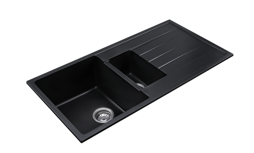 BLM-GU10050DB Undermount Double Bowl Quartz Sink With Drainboard