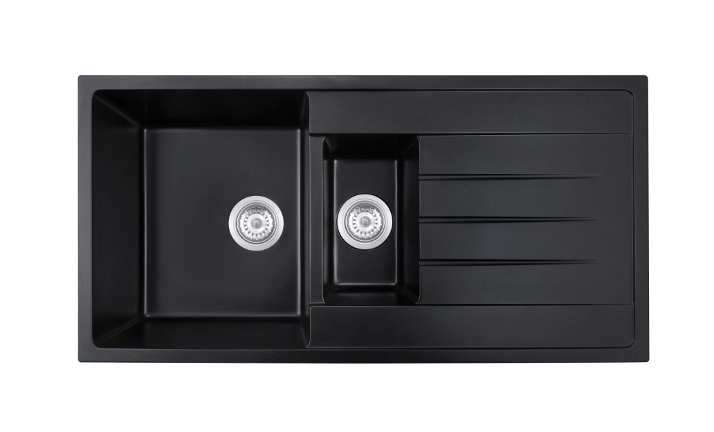 BLM-GU10050DB Undermount Double Bowl Quartz Sink With Drainboard