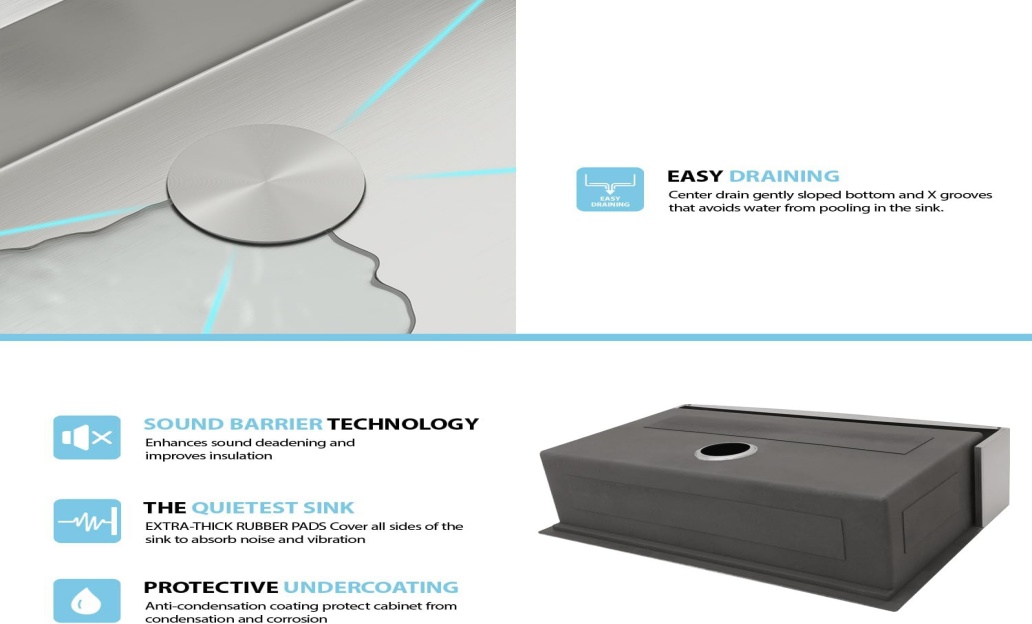 HU2421S Undermount Single Bowl Stainless Steel Sink For Kitchen