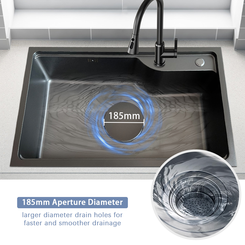 Undermount SUS304 Stainless Steel Multifunctional Modern Black Kitchen Sink Single Bowl Workstation Kitchen Sink With Brushed Finish Modern Undermount Sinks