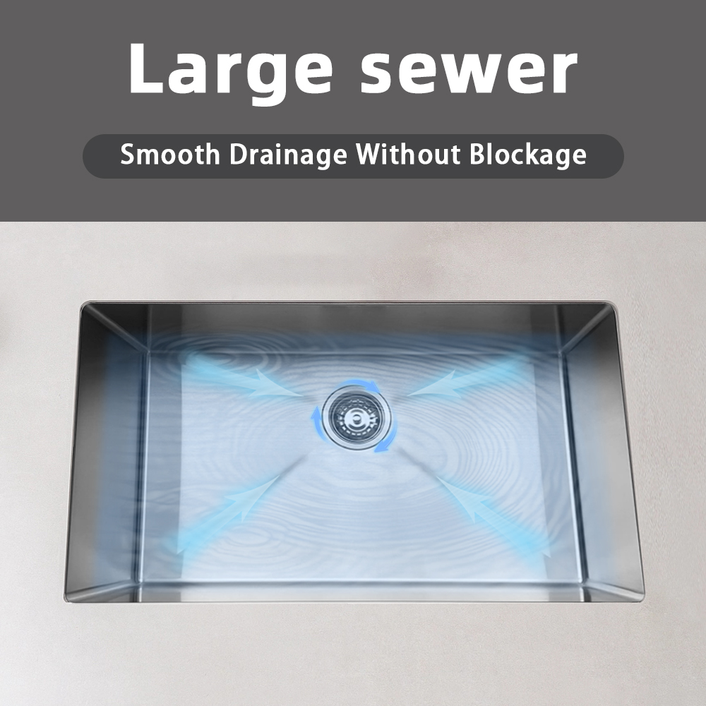 32 Inch Stainless Steel Undermount Single Bowl 18 Gauge Kitchen Sink Handmade Design with Brushed Modern Kitchen SUS304 Sink With Accessories