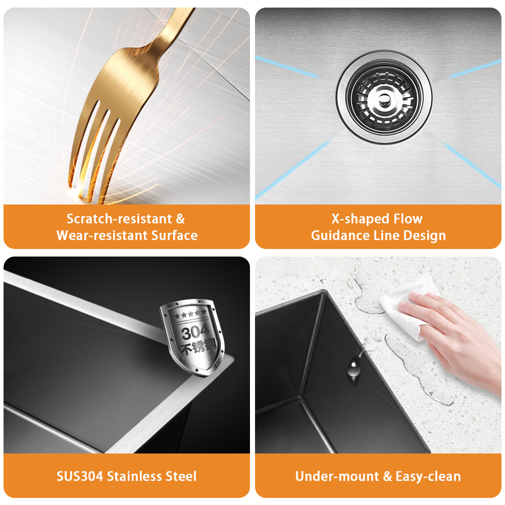 Stainless Steel 30 Inch Undermount Single Bowl 18 Gauge Kitchen Sink Stainless Steel Multifunctional Modern Kitchen SUS304 30*18*10'' Sink With Accessories