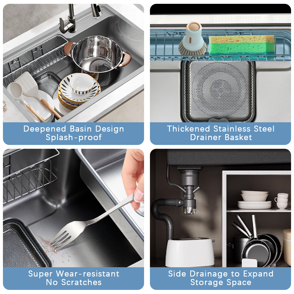 Multifunctional Stainless Steel Kitchen Sink Undermount Single Bowl Workstation Handmade Sink SUS304 Silver 750*460*225mm For Kitchen Sink 