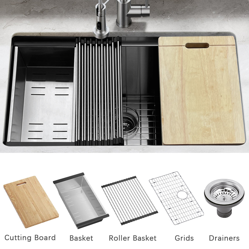 Single Bowl Stainless Steel Kitchen Sink 18 Gauge Undermount Handmade Sink 32*19*10'' Workstation Multifunction Kitchen Sink With Accessories