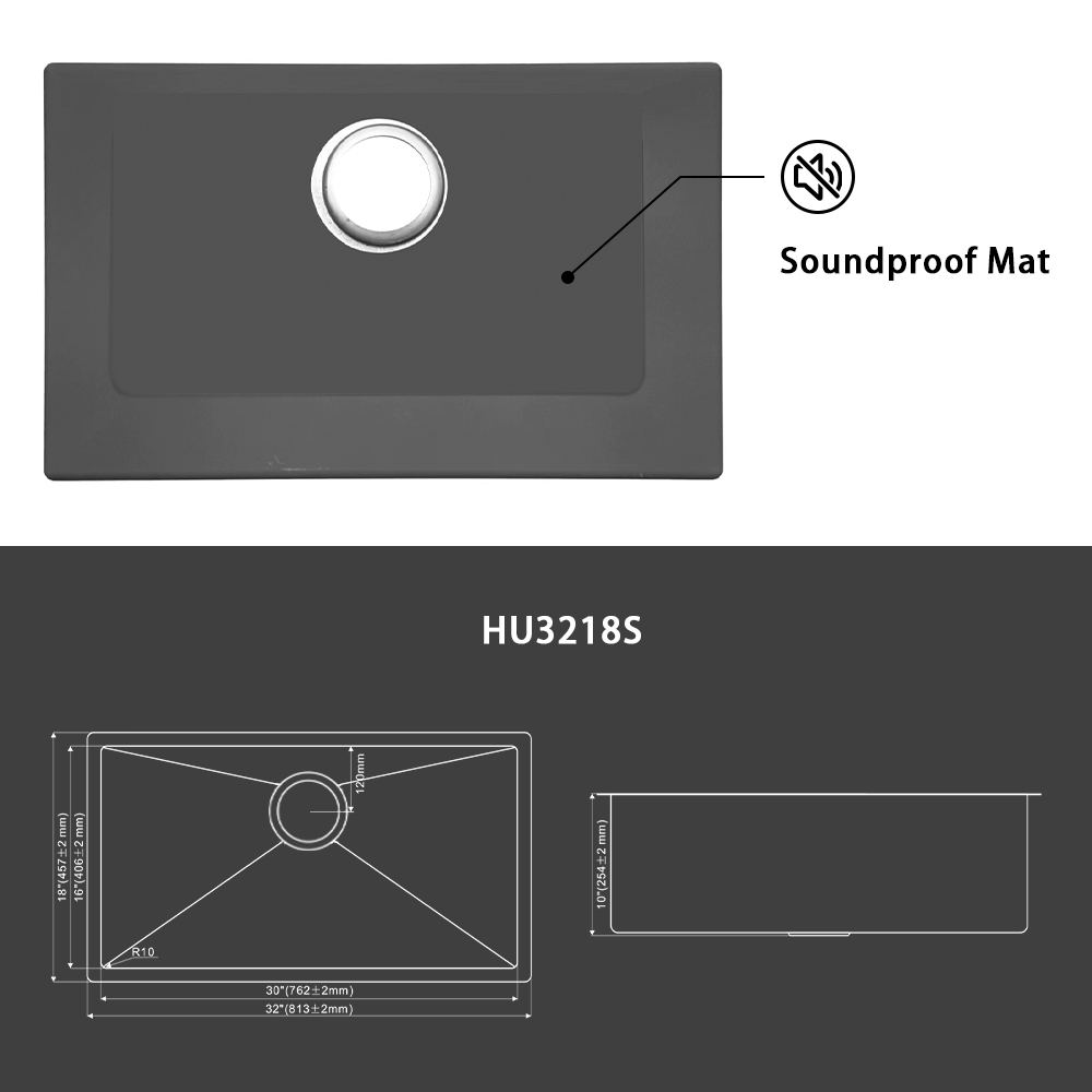 32 Inch Stainless Steel Undermount Single Bowl 18 Gauge Kitchen Sink Handmade Design with Brushed Modern Kitchen SUS304 Sink With Accessories