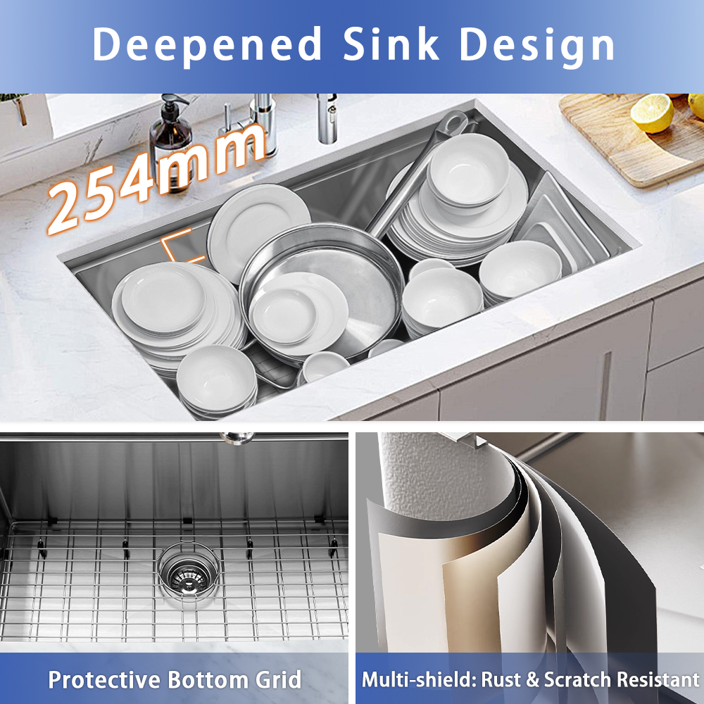 Single Bowl Stainless Steel Kitchen Sink 18 Gauge Undermount Handmade Sink 32*19*10'' Workstation Multifunction Kitchen Sink With Accessories