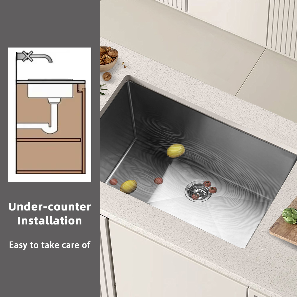 32 Inch Stainless Steel Undermount Single Bowl 18 Gauge Kitchen Sink Handmade Design with Brushed Modern Kitchen SUS304 Sink With Accessories