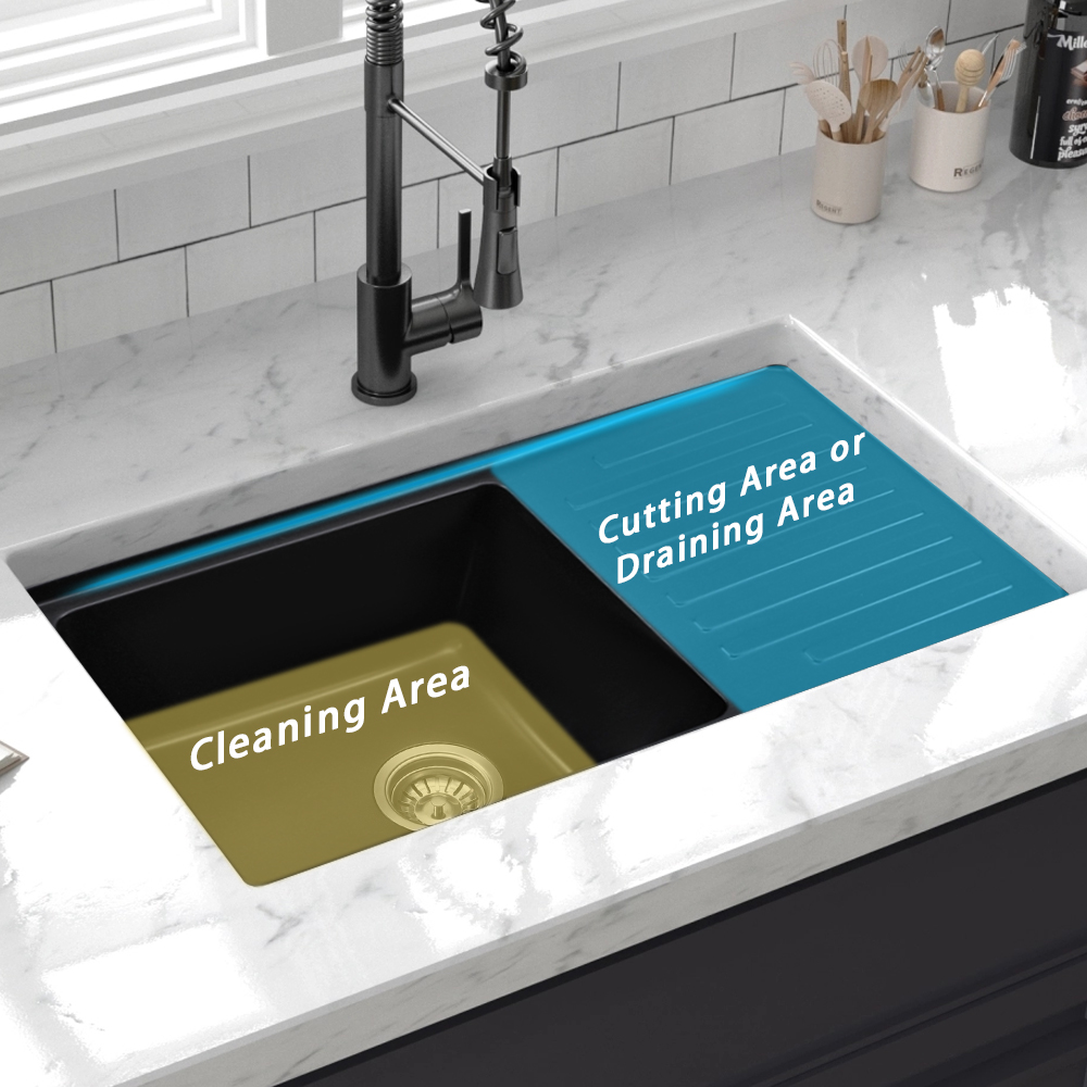 30 Inch Granite Composite Kitchen Sink Undermount Workstation Single Bowl Quartz Kitchen Sinks 770*500*210mm Large Black Granite Kitchen Sink
