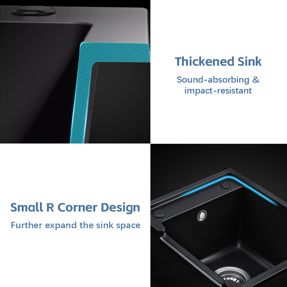 Granite Composite Kitchen Sinks Undermount Double Bowl Granite Kitchen Sink 31.5*18*9'' Black Quartz Sinks Workstation 800*450*230mm Kitchen Sinks