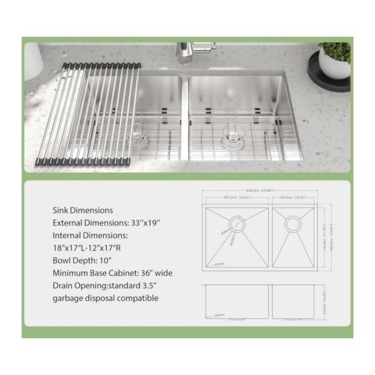 Stainless Steel Kitchen Sink 32 Inch Double Bowl 18 Gauge Undermount Handmade SUS304 Kitchen Sink For Kitchen With Accessories_copy